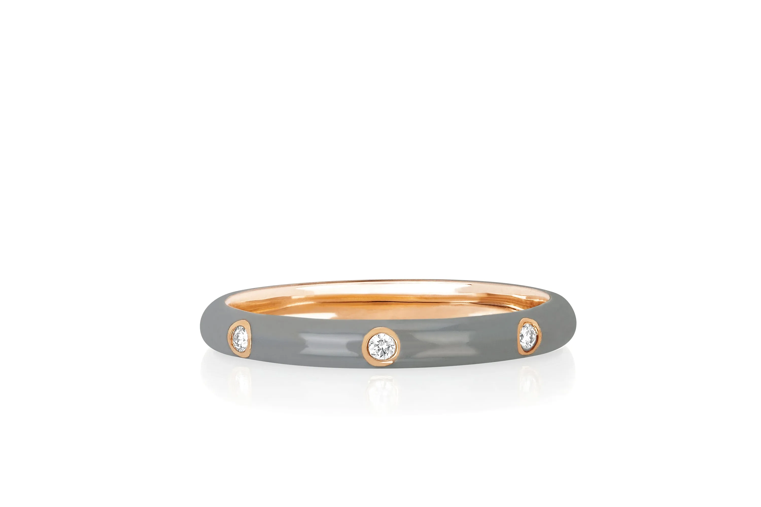 3 Diamond Light Grey Enamel Stack Ring sold by EF Collection product image thumbnail 3