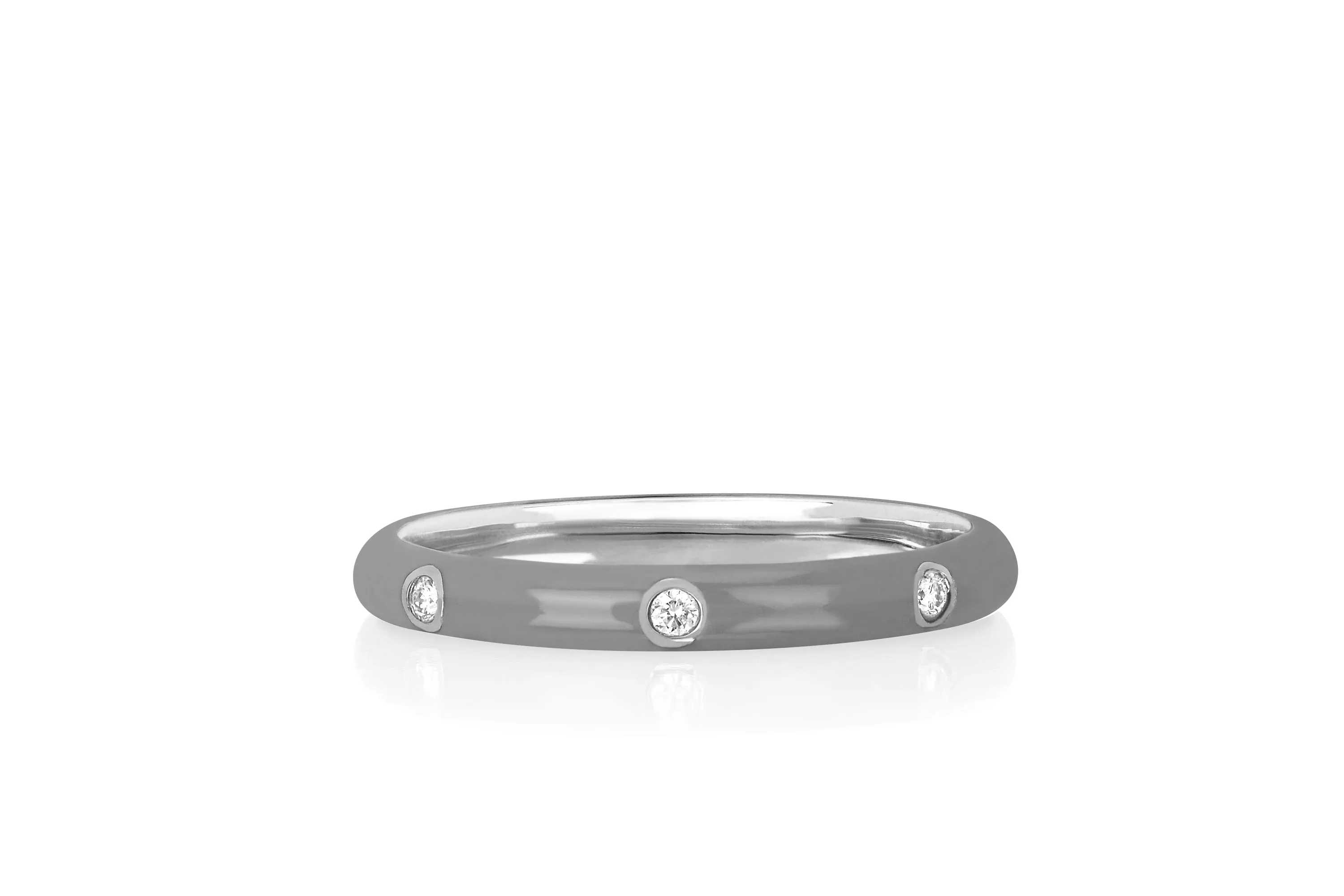 3 Diamond Light Grey Enamel Stack Ring sold by EF Collection product image thumbnail 4