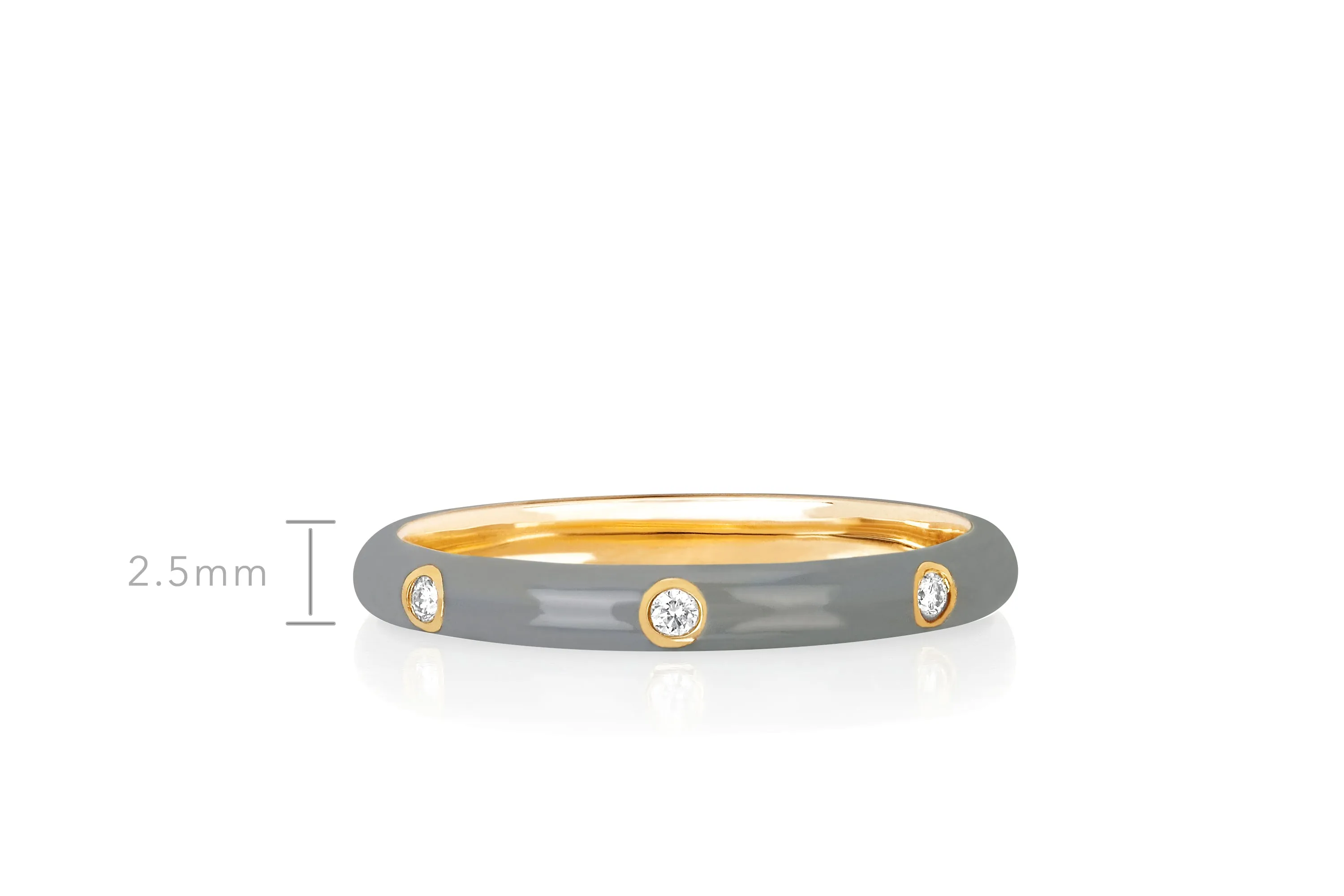 3 Diamond Light Grey Enamel Stack Ring sold by EF Collection product image thumbnail 5
