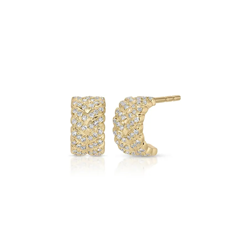Diamond Herringbone Mini Huggies sold by EF Collection