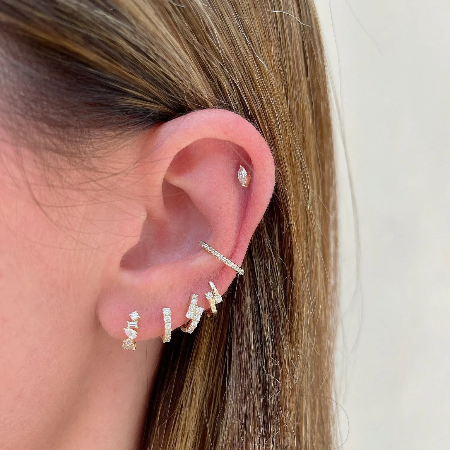 Gold and Diamond Marley Mini Huggie sold by EF Collection product image thumbnail 2