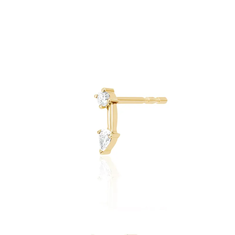 Single Solitaire and Pear Double Stud sold by EF Collection
