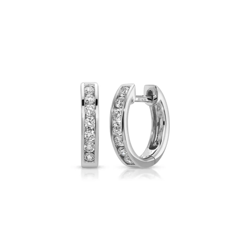 Channel Set Diamond Huggie Earrings sold by EF Collection