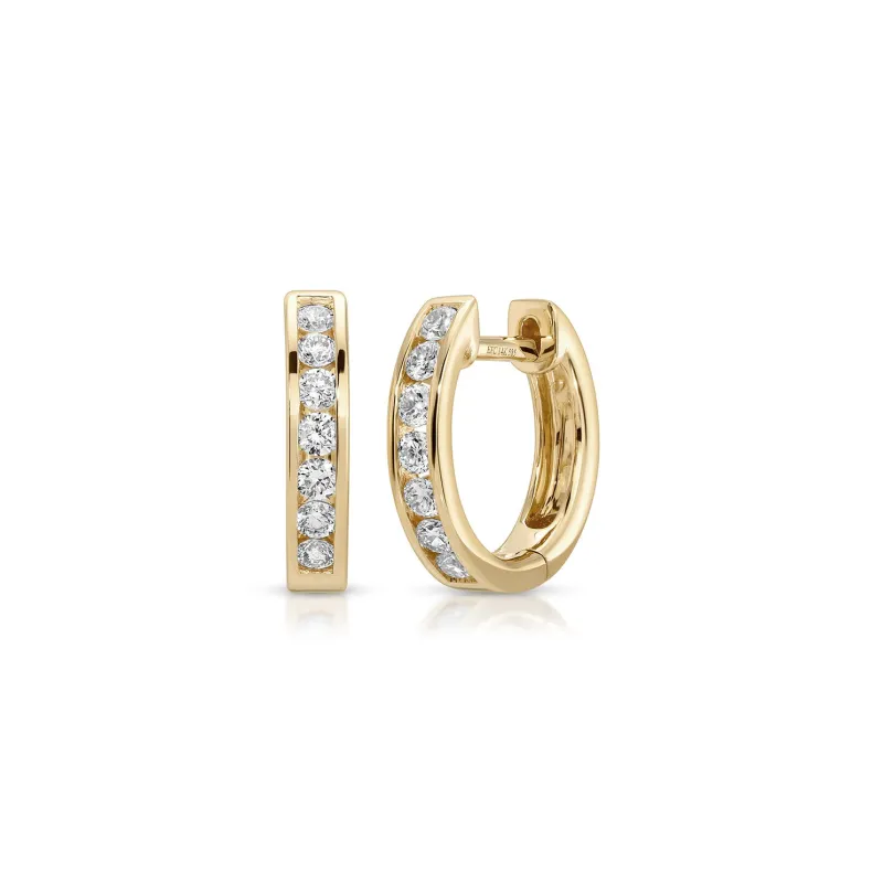 Channel Set Diamond Huggie Earrings sold by EF Collection
