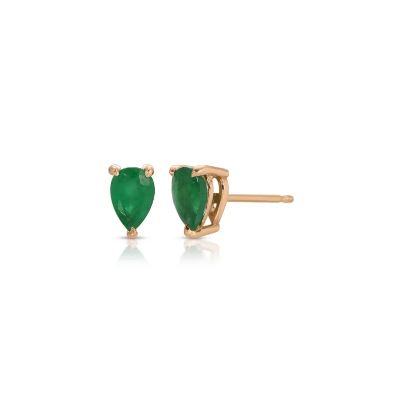 Pear Emerald Stud Earrings sold by EF Collection
