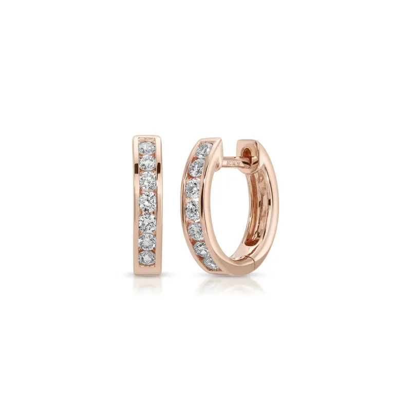 Channel Set Diamond Huggie Earrings sold by EF Collection