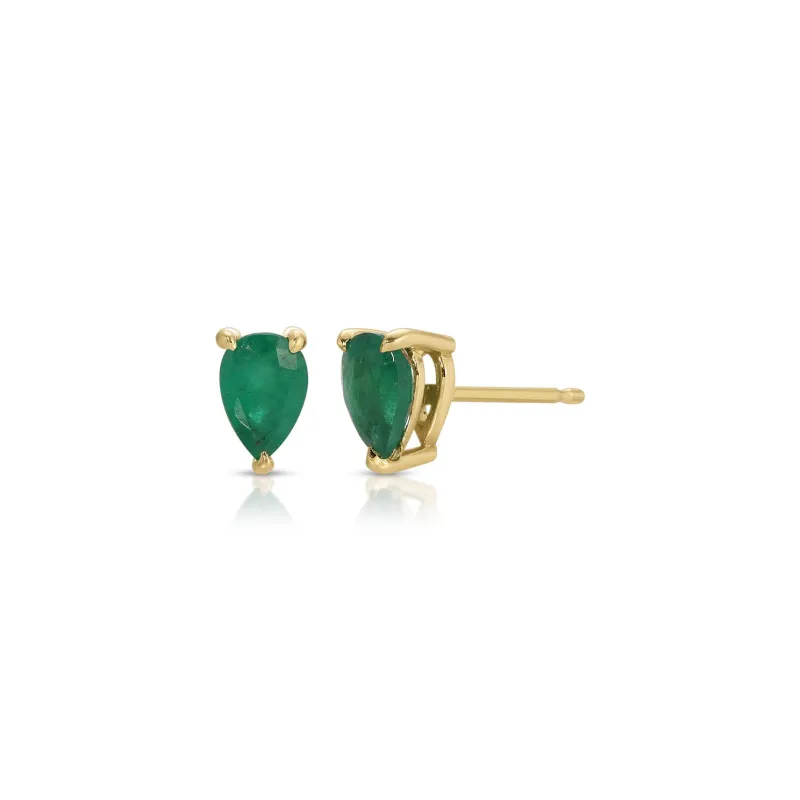 Pear Emerald Stud Earrings sold by EF Collection