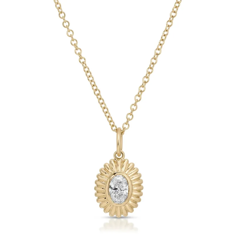 Fluted Oval Diamond Necklace sold by EF Collection
