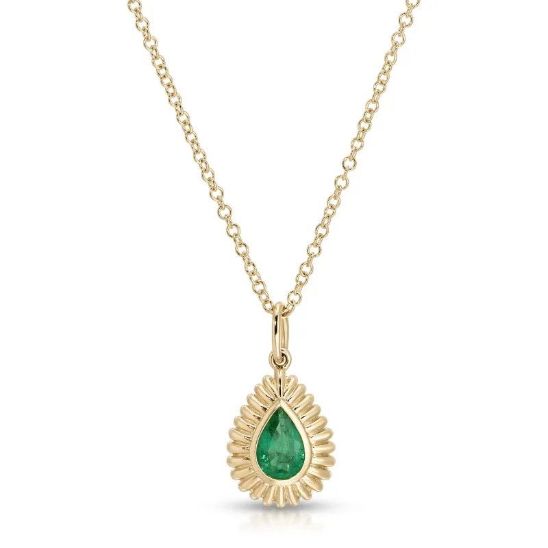 Fluted Pear Emerald Necklace sold by EF Collection