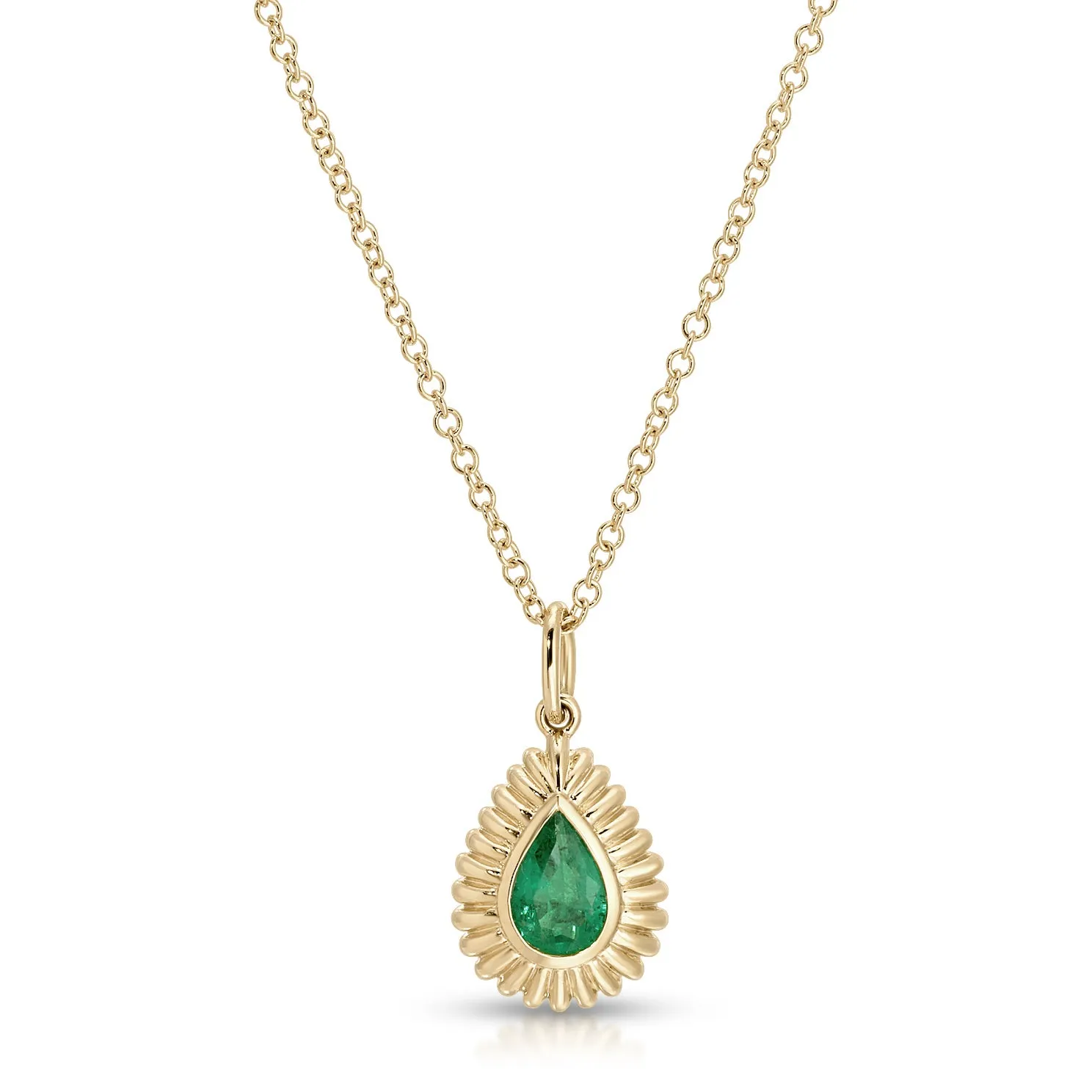 Fluted Pear Emerald Necklace sold by EF Collection