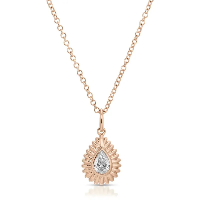 Fluted Pear Diamond Necklace sold by EF Collection