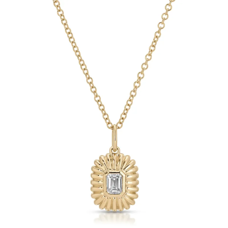 Fluted Emerald Cut Diamond Necklace sold by EF Collection