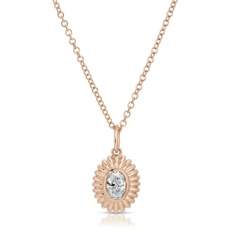 Fluted Oval Diamond Necklace sold by EF Collection