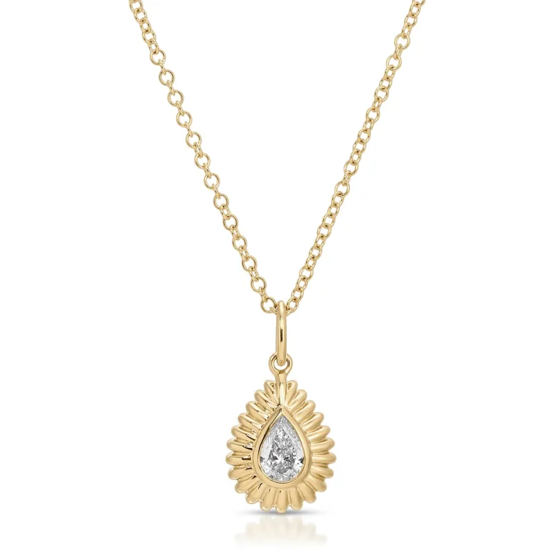 Fluted Pear Diamond Necklace sold by EF Collection