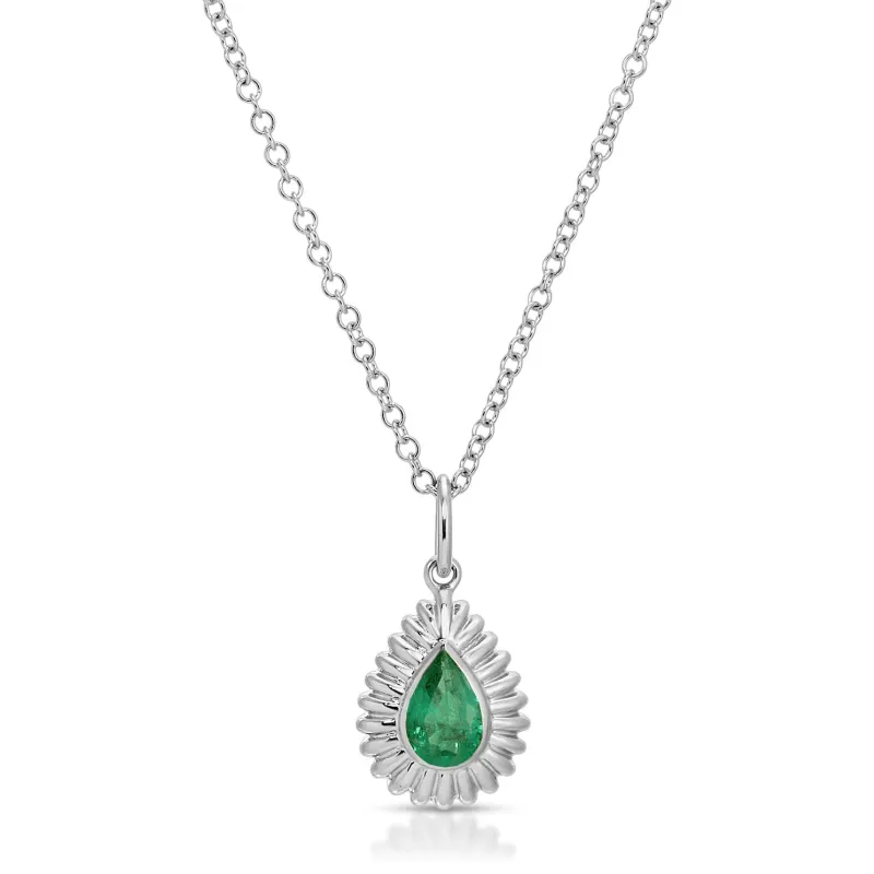 Fluted Pear Emerald Necklace sold by EF Collection