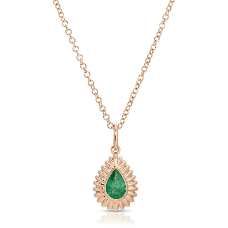 Fluted Pear Emerald Necklace sold by EF Collection
