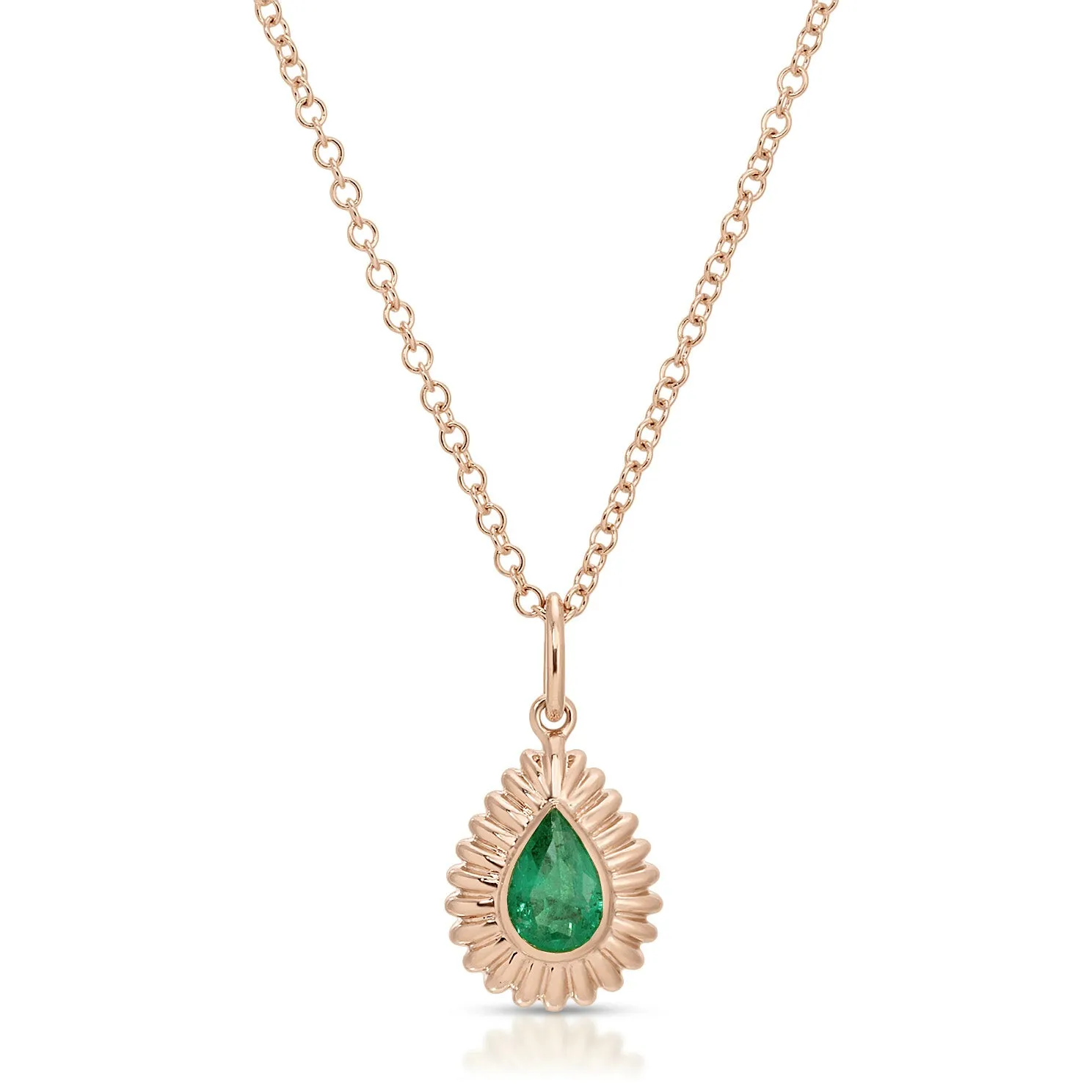 Fluted Pear Emerald Necklace sold by EF Collection