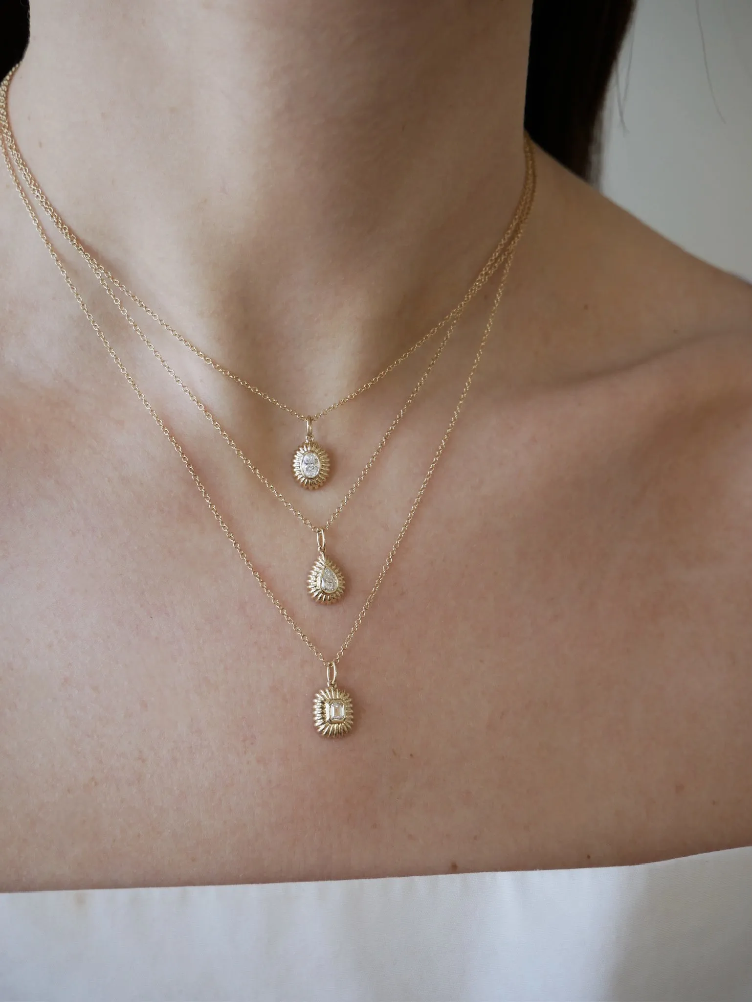 Fluted Emerald Cut Diamond Necklace sold by EF Collection product image thumbnail 2