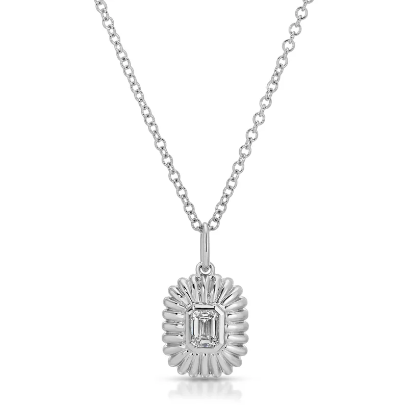 Fluted Emerald Cut Diamond Necklace sold by EF Collection