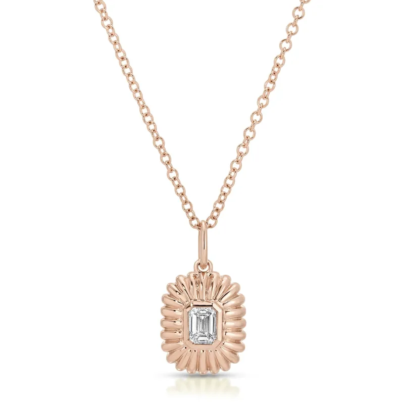 Fluted Emerald Cut Diamond Necklace sold by EF Collection
