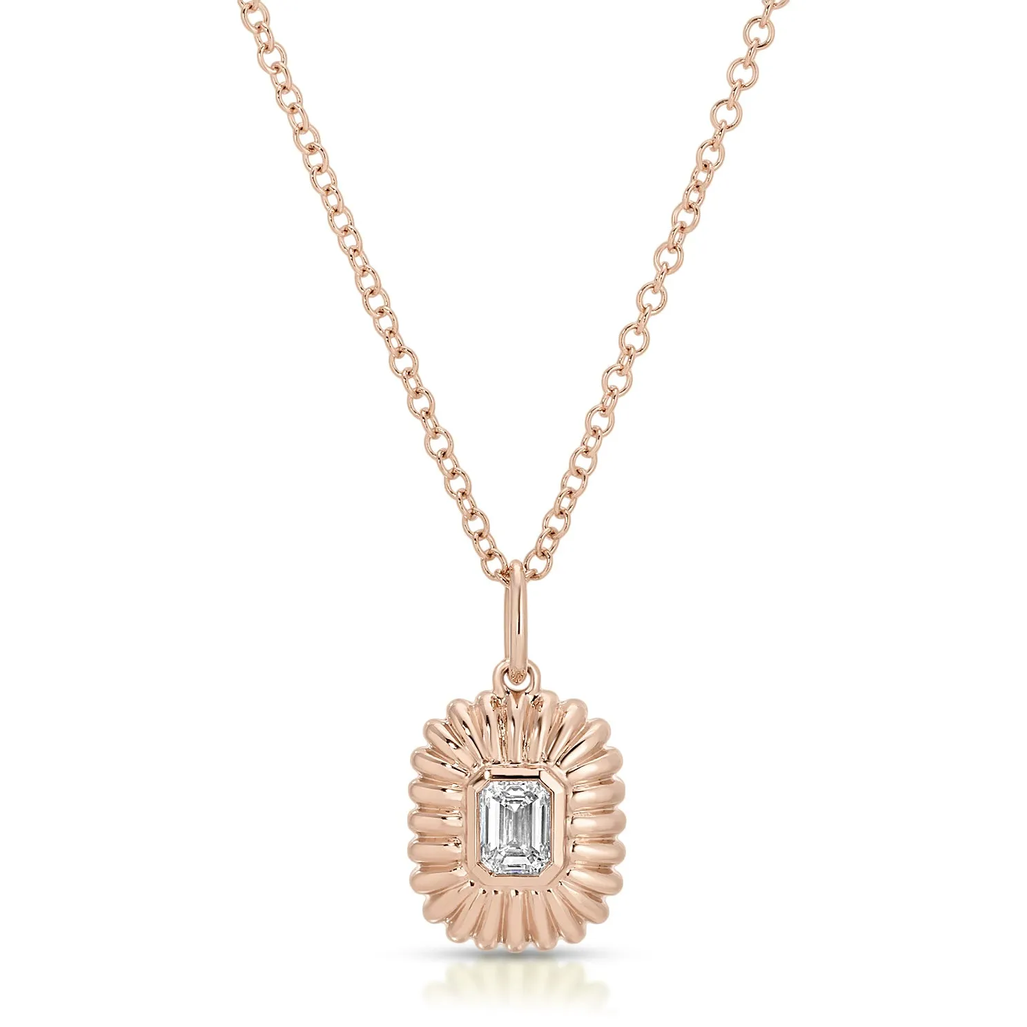 Fluted Emerald Cut Diamond Necklace sold by EF Collection