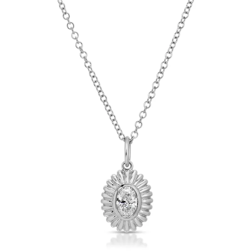 Fluted Oval Diamond Necklace sold by EF Collection