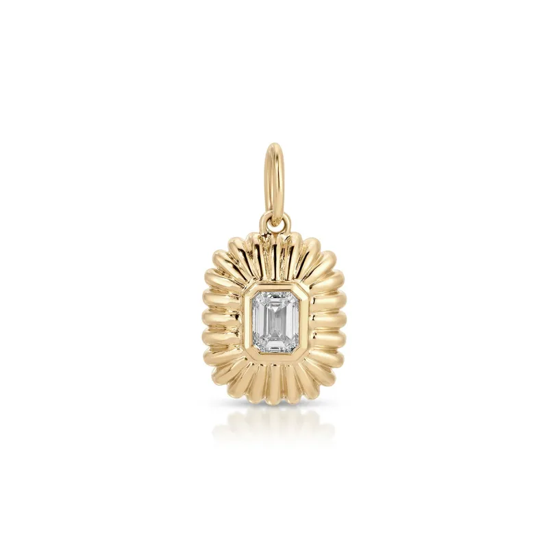 Fluted Emerald Cut Diamond Charm sold by EF Collection