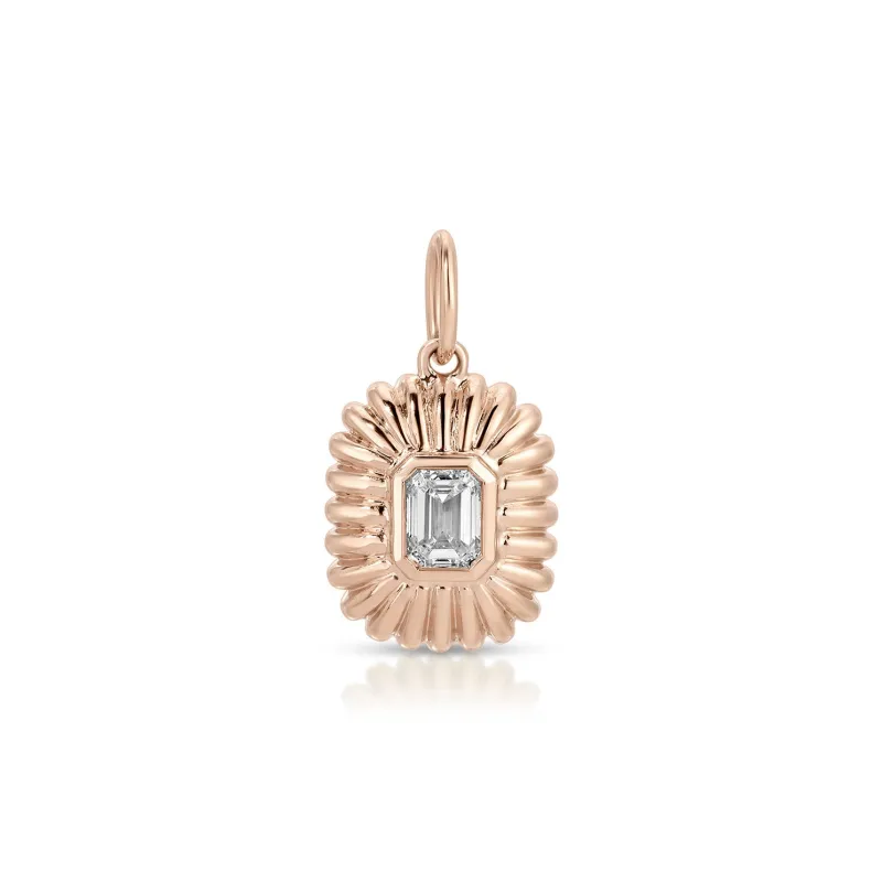 Fluted Emerald Cut Diamond Charm sold by EF Collection