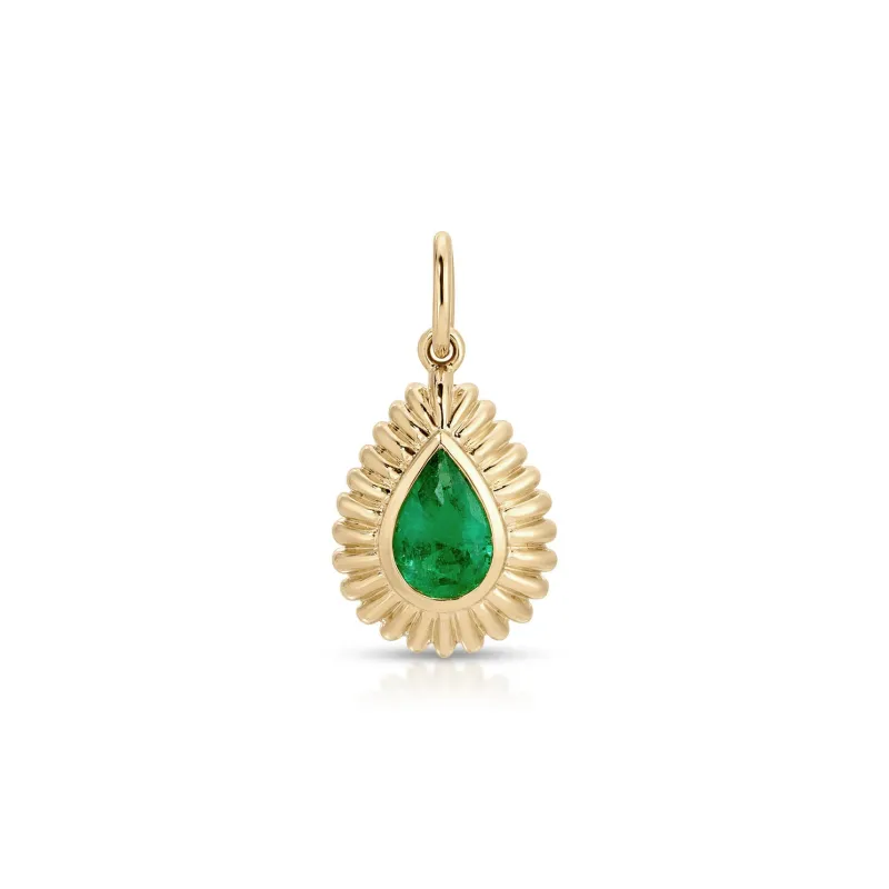 Fluted Pear Emerald Charm sold by EF Collection