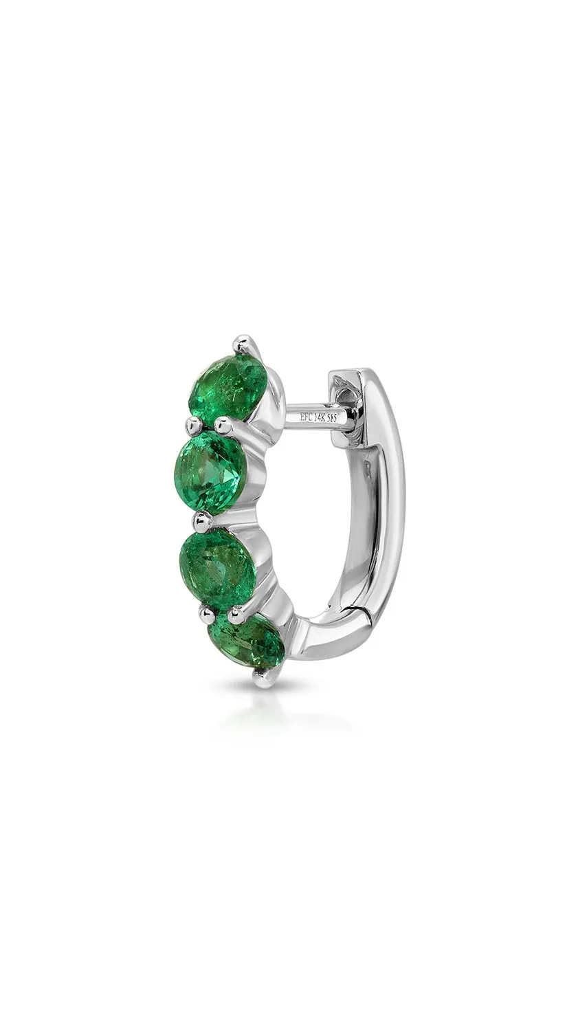 Jumbo Prong Set Emerald Mini Huggie Earrings sold by EF Collection product image thumbnail 3