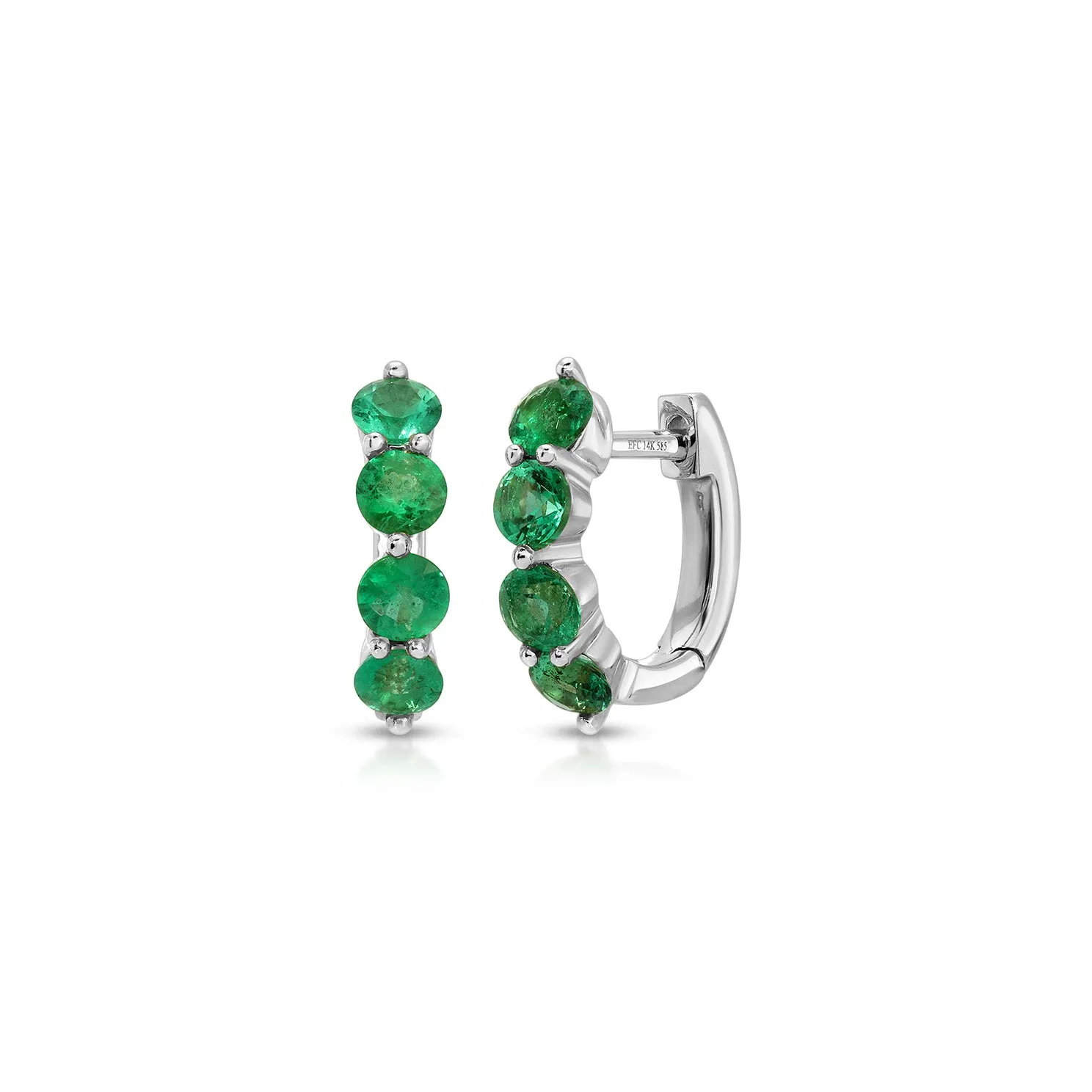Jumbo Prong Set Emerald Mini Huggie Earrings sold by EF Collection