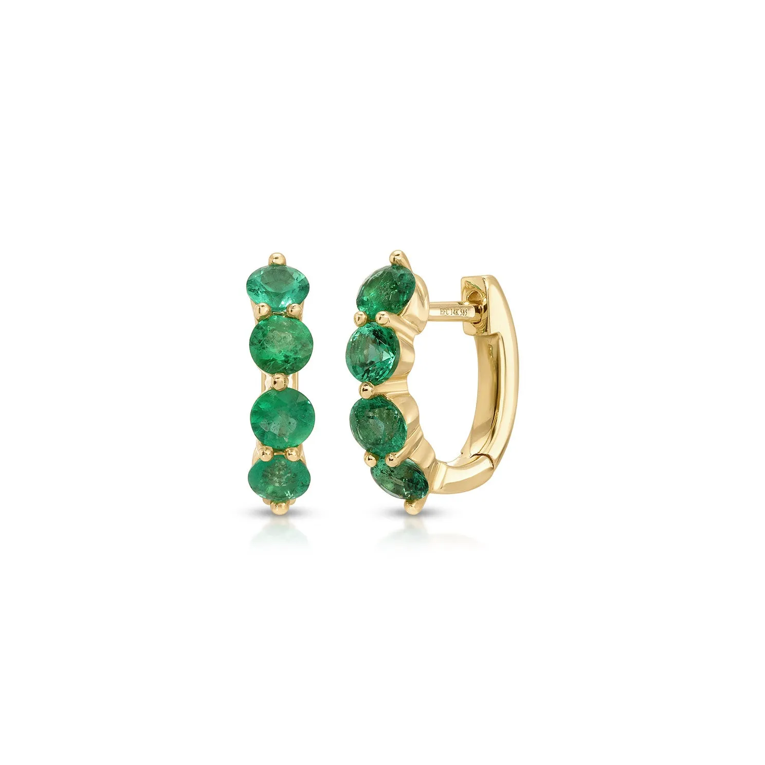 Jumbo Prong Set Emerald Mini Huggie Earrings sold by EF Collection