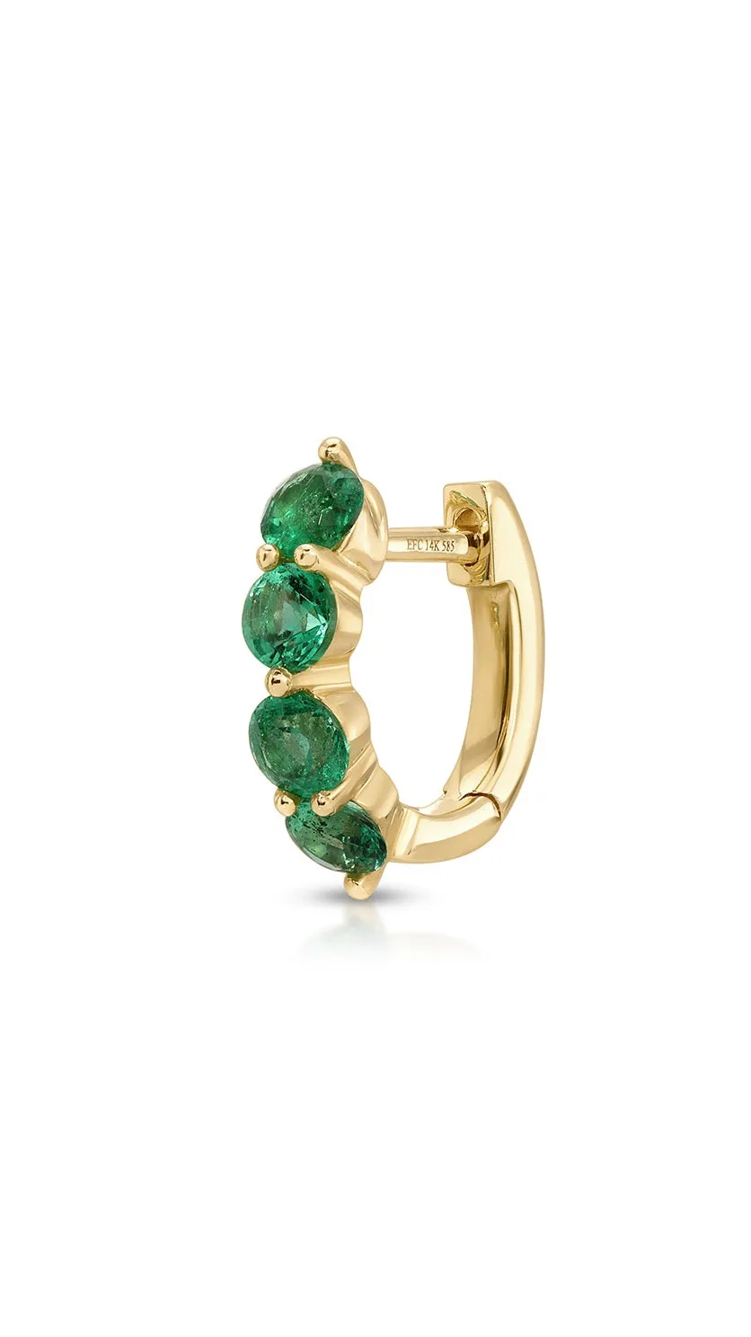 Jumbo Prong Set Emerald Mini Huggie Earrings sold by EF Collection product image thumbnail 3