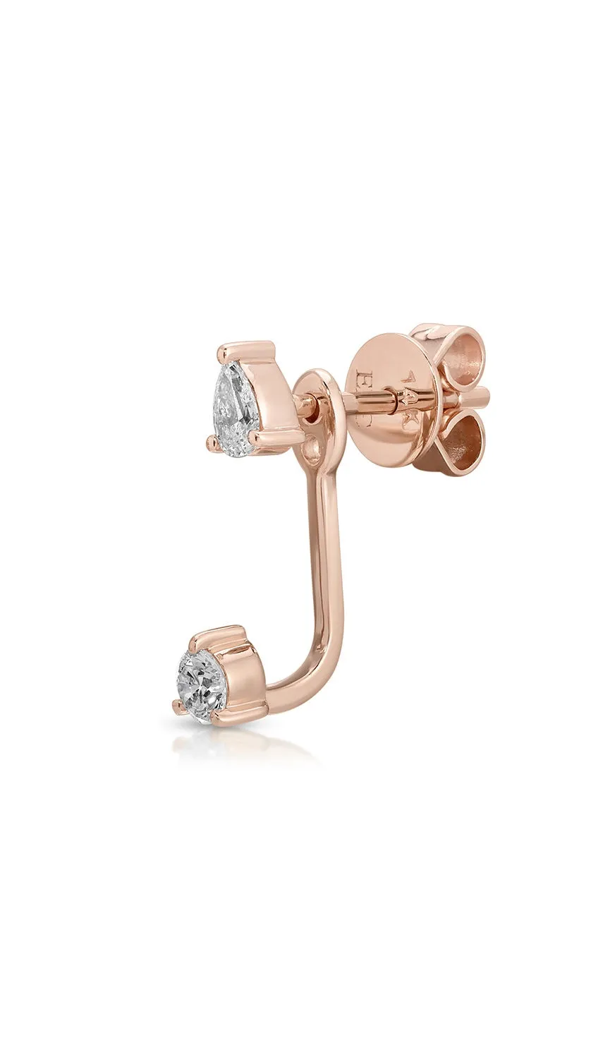 Diamond Pear and Round Illusion Stud Earrings sold by EF Collection product image thumbnail 3