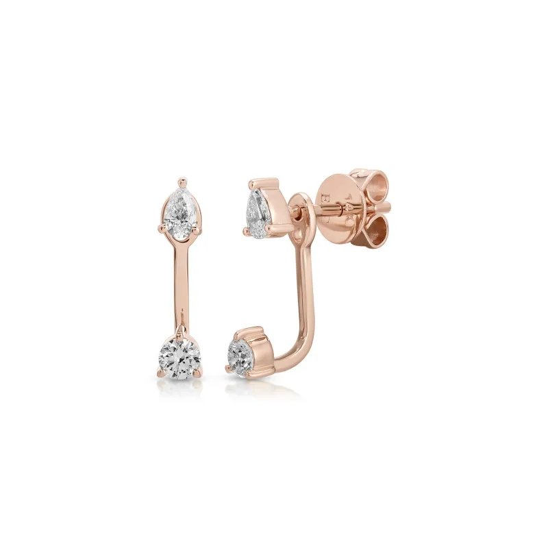 Diamond Pear and Round Illusion Stud Earrings sold by EF Collection