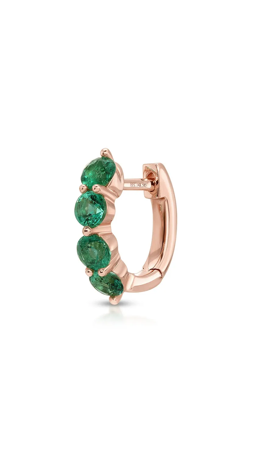 Jumbo Prong Set Emerald Mini Huggie Earrings sold by EF Collection product image thumbnail 3