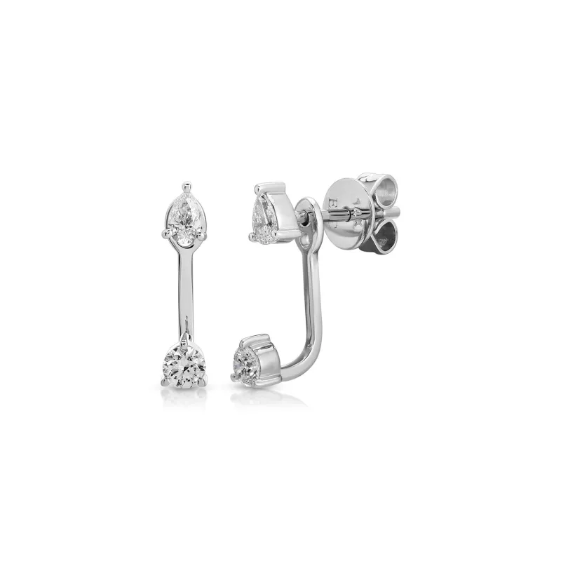 Diamond Pear and Round Illusion Stud Earrings sold by EF Collection