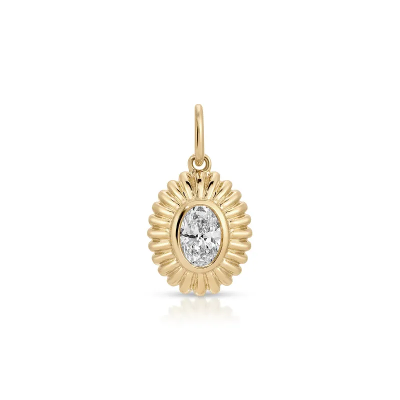 Fluted Oval Diamond Charm sold by EF Collection
