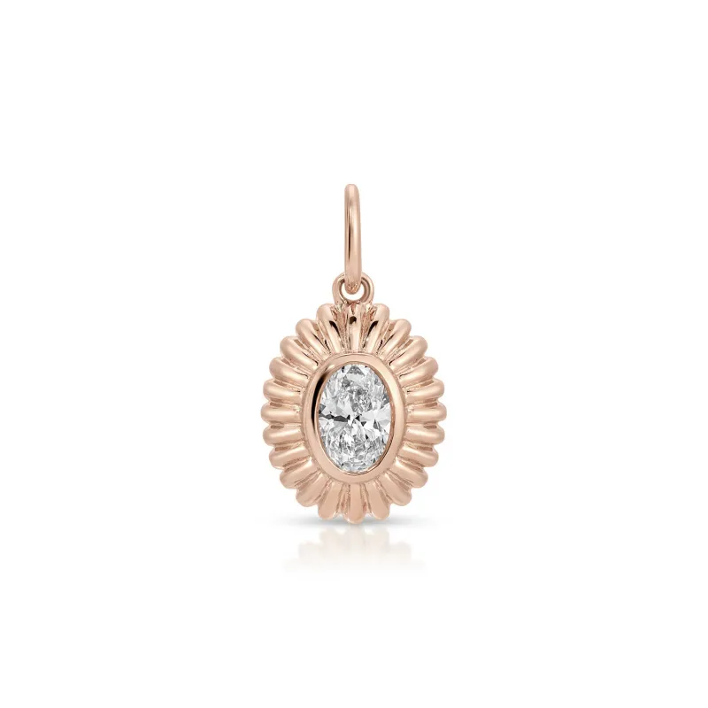 Fluted Oval Diamond Charm sold by EF Collection