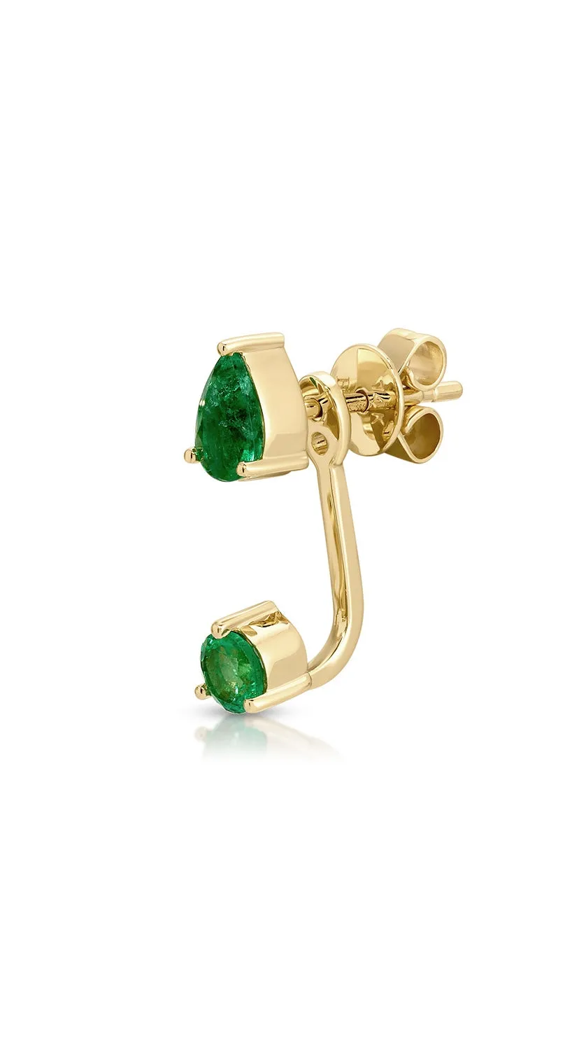 Emerald Pear and Round Illusion Stud Earrings sold by EF Collection product image thumbnail 3