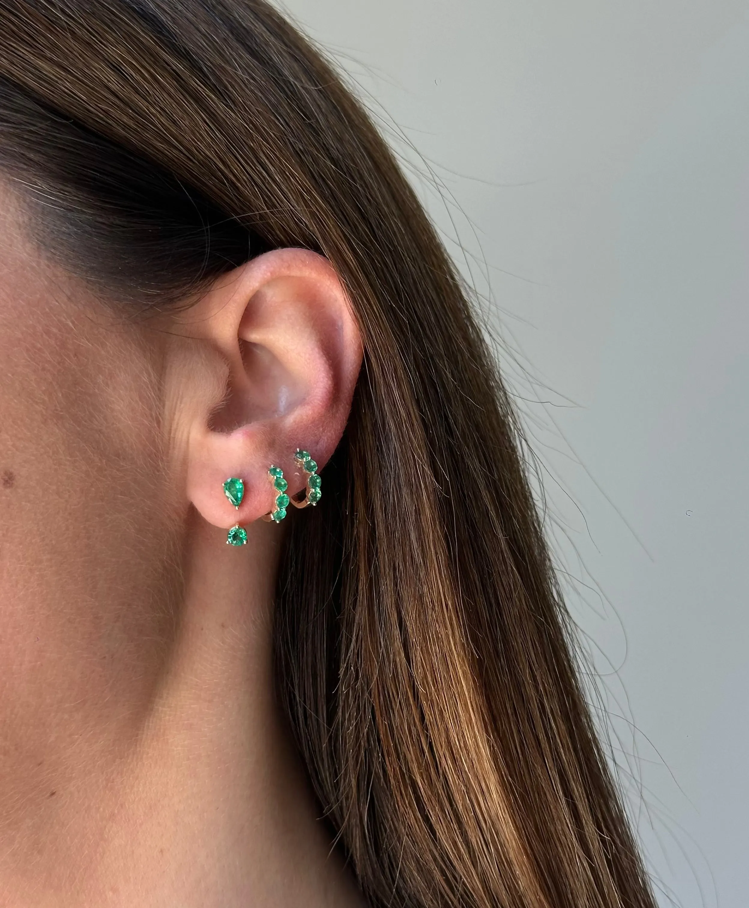 Emerald Pear and Round Illusion Stud Earrings sold by EF Collection product image thumbnail 2