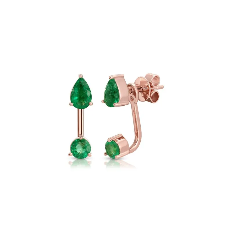 Emerald Pear and Oval Illusion Stud Earrings sold by EF Collection