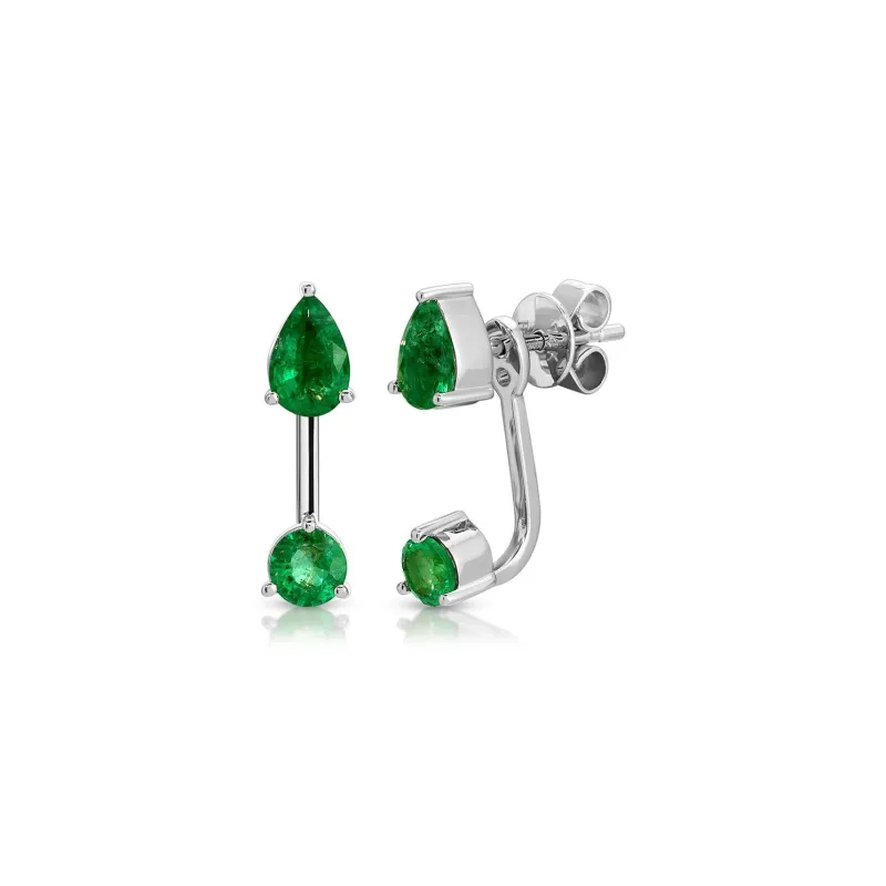 Emerald Pear and Oval Illusion Stud Earrings sold by EF Collection
