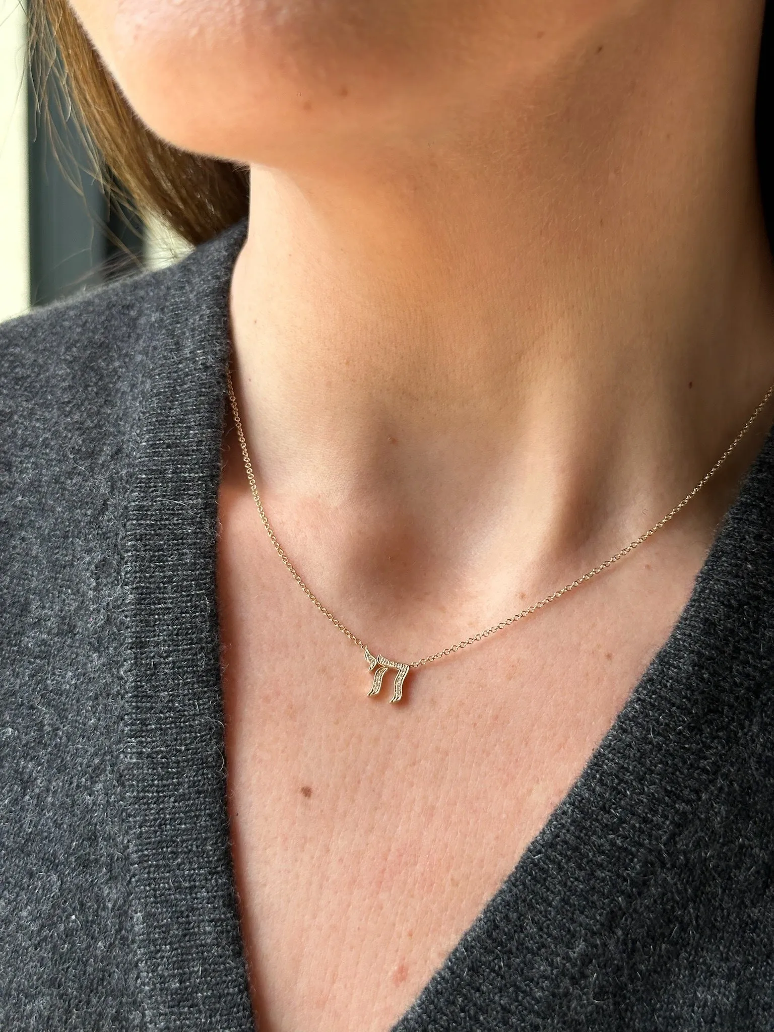 Diamond Chai Necklace sold by EF Collection product image thumbnail 2