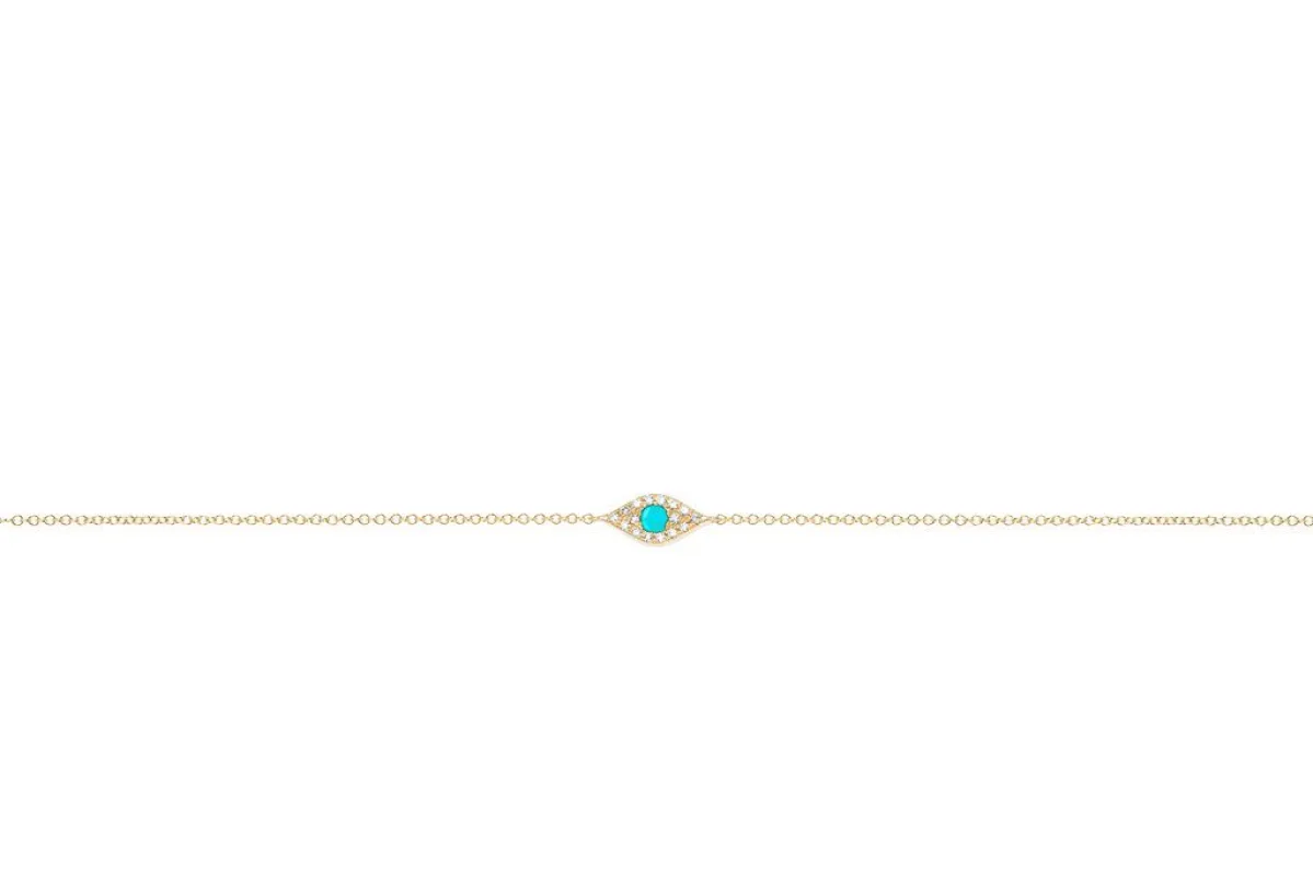 Diamond Turquoise Evil Eye Chain Bracelet sold by EF Collection