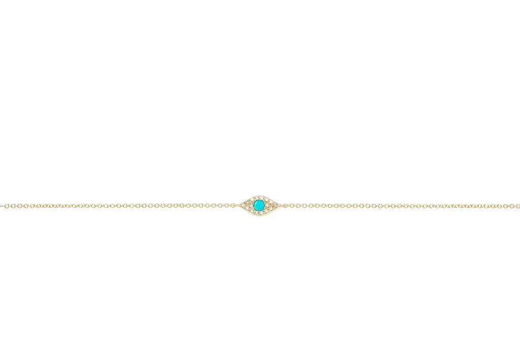 Diamond Turquoise Evil Eye Chain Bracelet sold by EF Collection