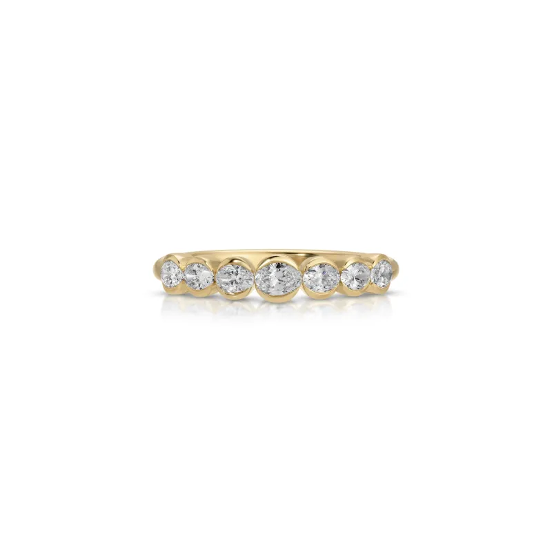Half Bezel Oval Diamond Ring sold by EF Collection