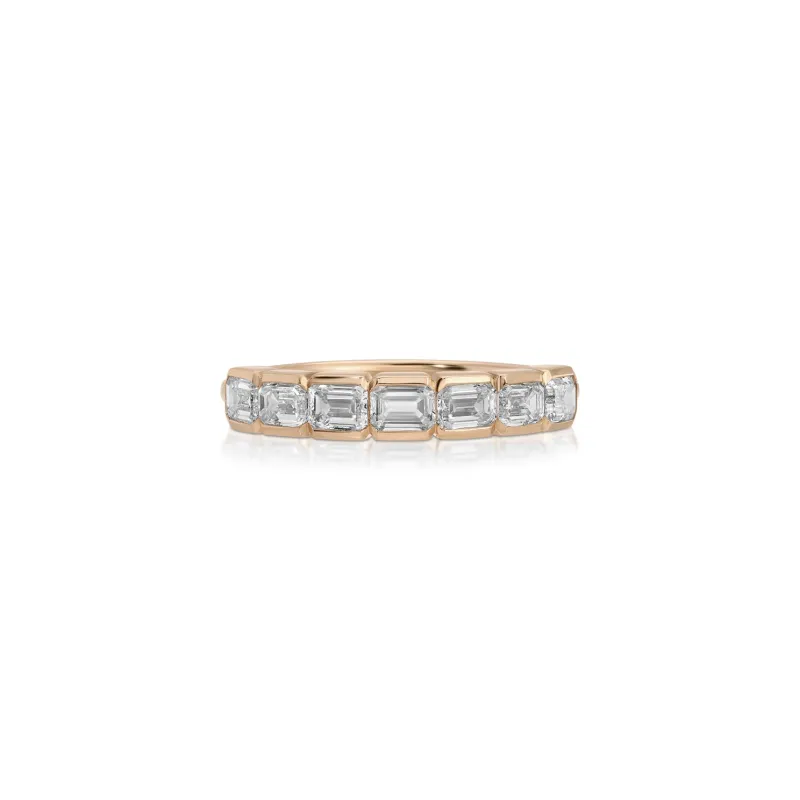 Half Bezel Emerald Cut Diamond Ring sold by EF Collection