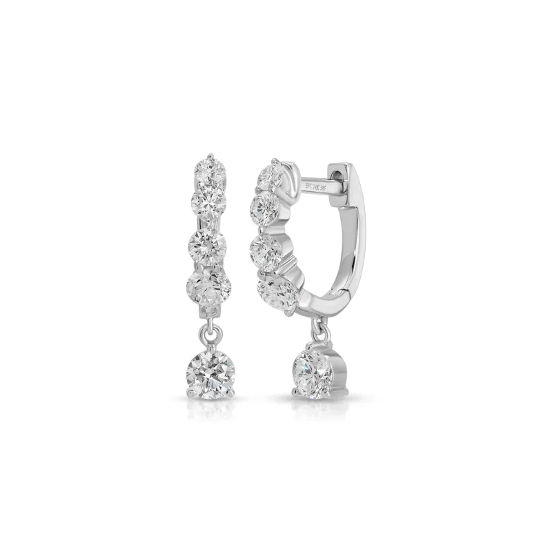 Graduated Diamond Drop Mini Huggie Earrings sold by EF Collection