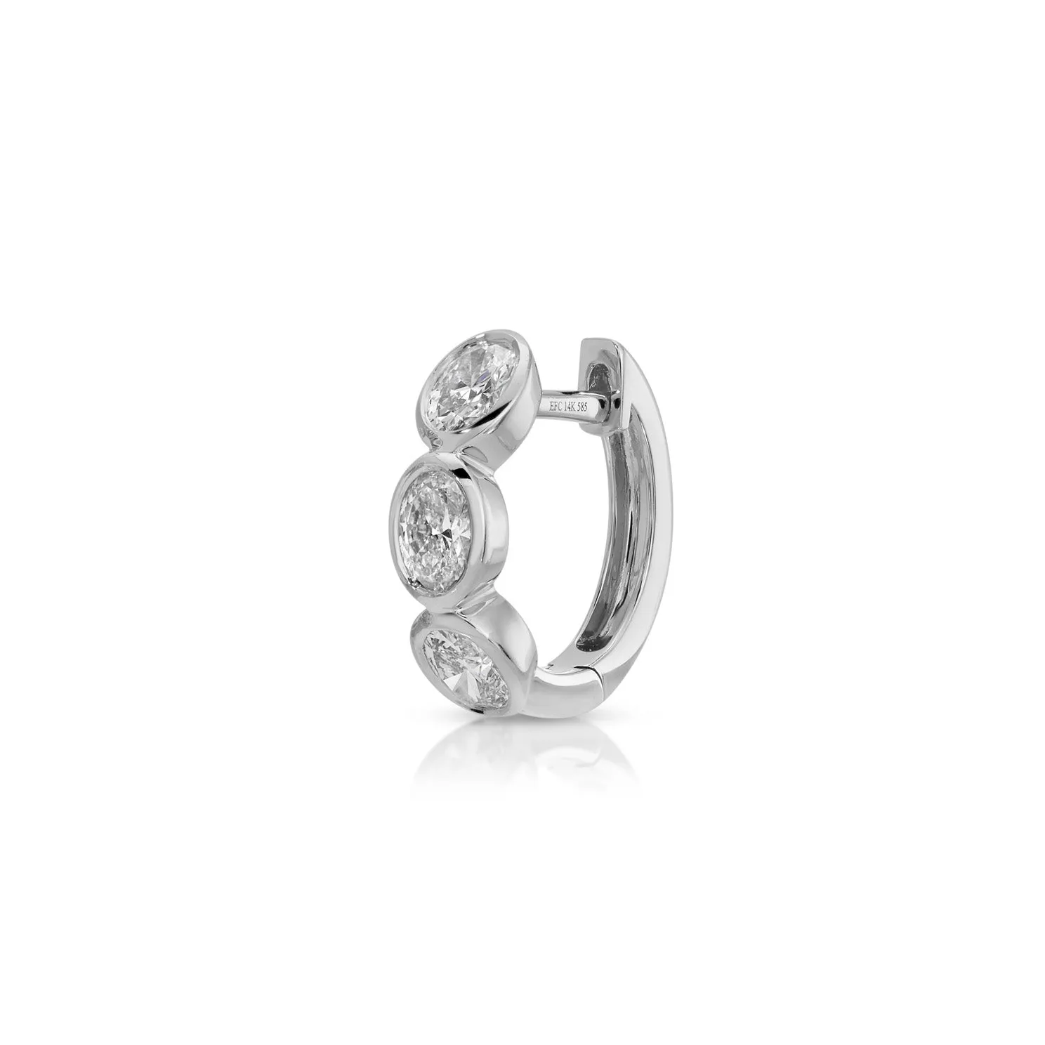 Bezel Set Oval Diamond Huggie Earrings sold by EF Collection product image thumbnail 3